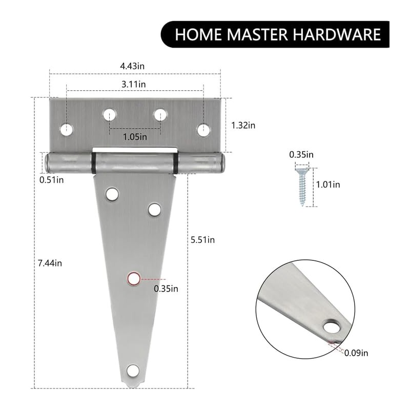 HOME MASTER HARDWARE 6 Inch Stainless Steel Gate Hinges for
