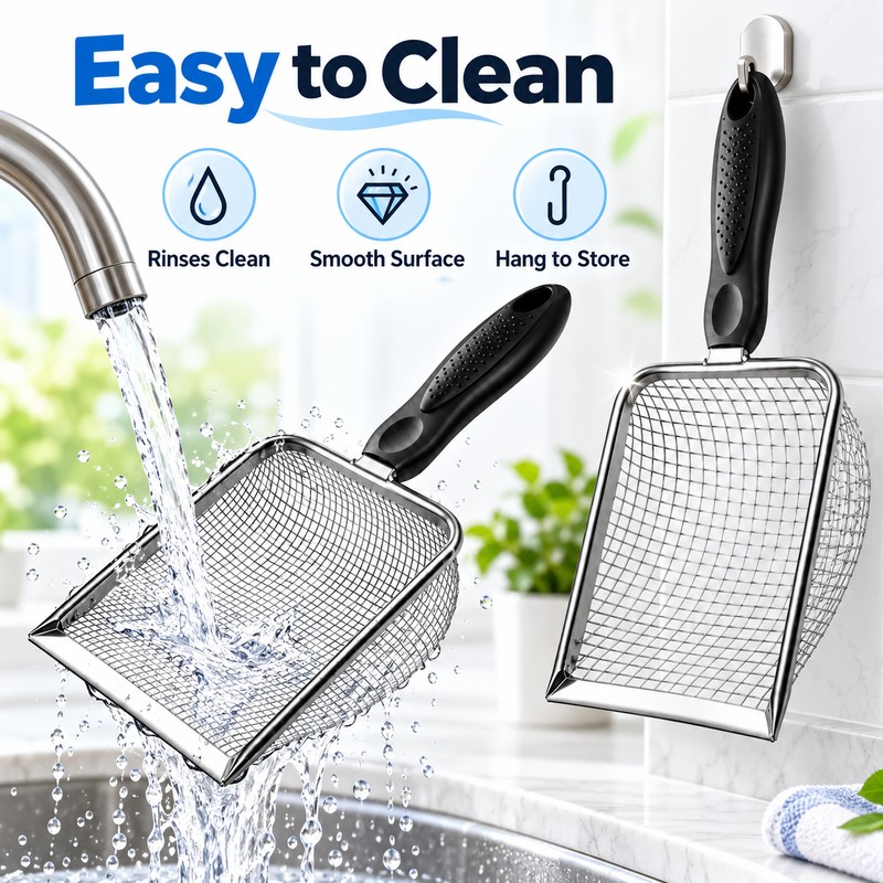 Stainless Steel Cat Litter Scoop Set for Easy Litter Box