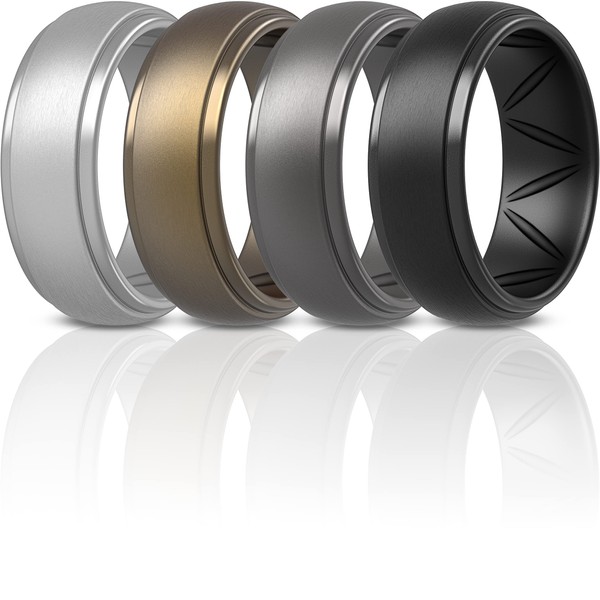 ThunderFit Silicone Rings for Men - Breatheable Airgrooves Step Edge
