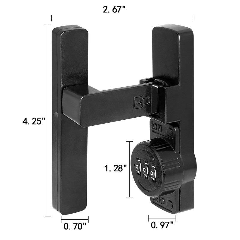 INIRET 2 Packs Black 90 Degree Barn Door Lock,Mechanical Password