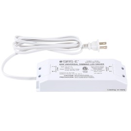 SIRS-E 12V 60W Phase/TRIAC Constant Voltage Dimmable LED Driver for LED Strip Lights, with Removable AC Cord, White