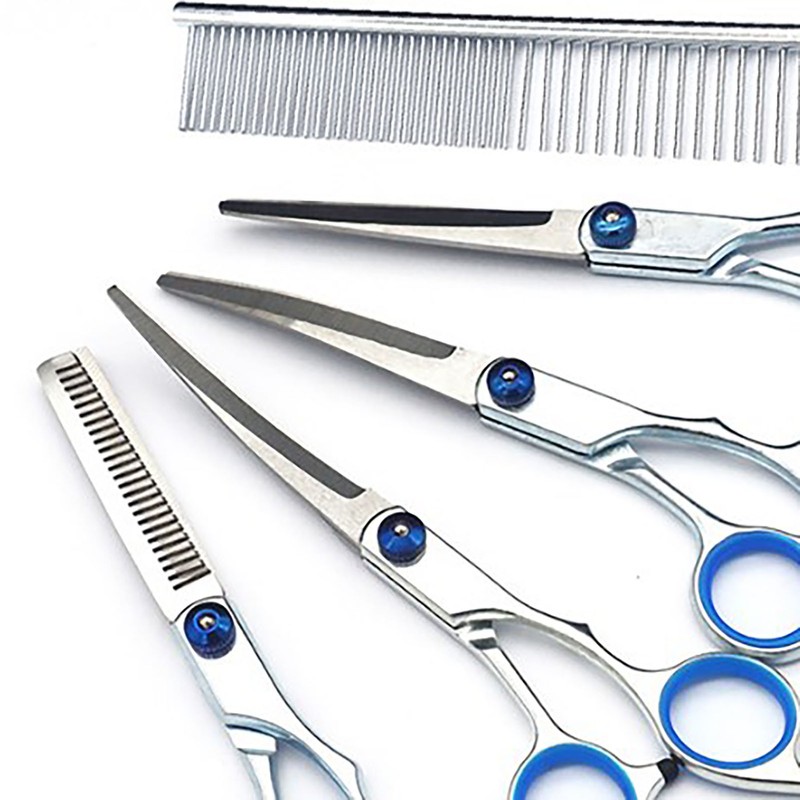 Dog Grooming Scissors Kit Stainless Steel Comfortable Adjustable Screw Professional
