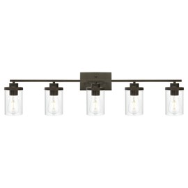 QueeuQ Modern Bathroom Vanity Light Fixtures Oil Rubbed Bronze Finished 5-Light with Clear Glass Shade Bathroom Lighting Wall Mount Sconces for Living Room Kitchen Entryway Hallway