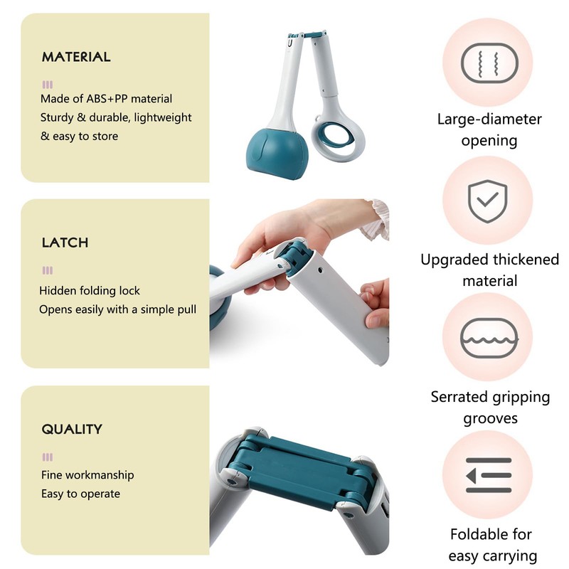 Pooper Scooper with Long Handle 28”, Heavy Duty & Foldable,