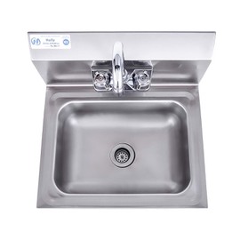 HALLY Stainless Steel Sink for Washing with Faucet, NSF Commercial Wall Mount Hand Basin for Restaurant, Kitchen and Home, 17 x 15 Inches