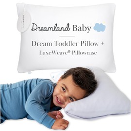 Dreamland Baby Premium Toddler Pillow and Pillowcase, 13 x 18. Machine Washable, Ergonomic Kids Pillow + Ultra Soft Viscose Pillowcase. Perfect Addition to Toddler Bedding Set, Ideal for Travel