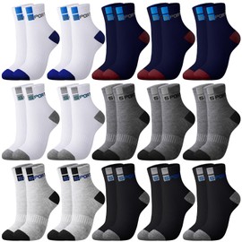 Bencailor 15 Pairs Men's Crew Socks Breathable Athletic Comfort Lightweight Sport Socks for Men (White, Black, Blue, Gray,8-12)