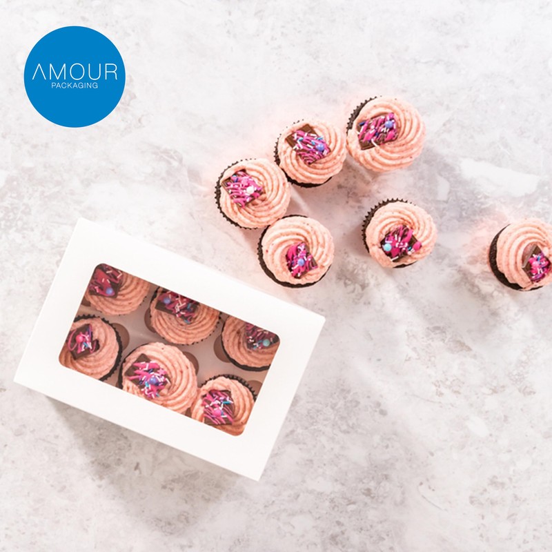 Amour 6 Hole Cupcake Box – 10 Pcs Lightweight Cupcake