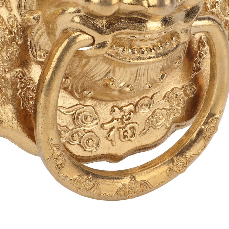 Door Knocker Chinese Animal Head Style Modelled Antique Brass Easy