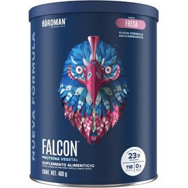 Birdman Falcon Protein Proteína Vegetal en Polvo Solo 5 Ingredientes 23G Proteína Sin Azúcar Añadida Sin Gluten Sin Lácteos Vegano Sabor Fresa 15 Porciones 480G