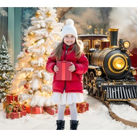 Kate Christmas Train Backdrop for Photography White Christmas Tree Backdrops Arch Gifts Decoration Backdground Photo Props 7x5ft