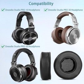 PRO50 PRO30 PRO10 Ear Pads, HAIZEEN Ear Pads Compatible with Oneodio Studio PRO-10 PRO-30 PRO-50 Headphones Ear Pads Replacement Cushion (Protein Leather/Memory Foam)