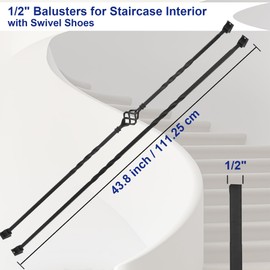Sidasu 10 Pack Iron Balusters for Staircase Stair Spindles Hollow Single Basket with Double Twist 1/2" Square Metal Stair Balusters with 20 Baluster Swivel Shoes