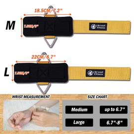 J Bryant Fitness Wrist Straps with Hooks for Weightlifting, Strength Training, and Pilates - 7mm Thick Neoprene Padding, Heavy Duty Support for Wrists and Forearms (Yellow, L)