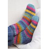 Pachamama Women 100% Wool Bed Sofa Socks Handknitted Stripe Blue