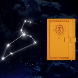 Celercrownv Leo Gifts for Women & Men, A5 Leather Journal Hardcover Notebook with Greeting Card - Unique Zodiac Gifts for Birthdays, Anniversaries, Holidays