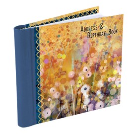 Gifted Stationery Address and Birthday Book for All Your Contacts. Cloth Covered Spiral Binding Journal Notebook to Keep Track of Names, Address, Phone, Email, Birthdays and More, 200 Pages, Pom Poms