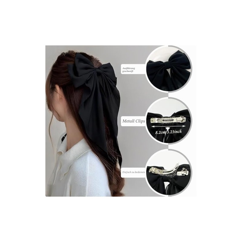 Hair Clips with Large Bow - 2 Pieces Chiffon Hair