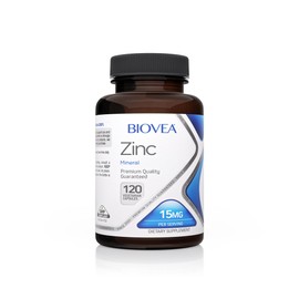 BIOVEA Zinc y Cobre 15mg de Zinc y 2mg de Cobre 120 Cápsulas Vegetarianas para Fortalecer el Sistema Inmunitario                                      