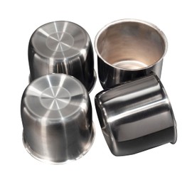 Rheedal 4Pcs 4.25inch Stainless Trailer Wheel Center Caps Push Through 4.25" Bore 3.66" Tall Hub Cap for Truck SUV RV Wheel Rim, Brushed Black Chrome Sunburst Wheel Cover