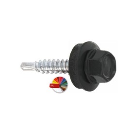 Drilling Screws with EPDM Washer 4.8 х 19 mm Pack of 250 RAL: 7016 (Anthracite Grey) - Galvanised Trapezoidal Sheet Metal Screws WSB for Fixing Sheet Metal with Overlap