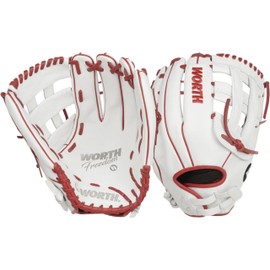 Worth | Freedom Series Slowpitch Softball Glove | 14 Inch | White/Red | Right Hand Throw
