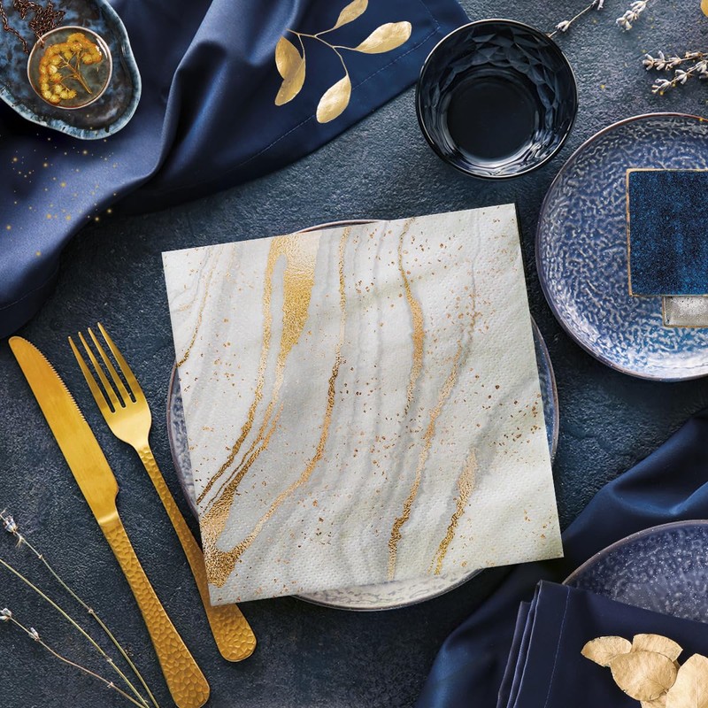 Paw Golden Marble Lunch Napkin