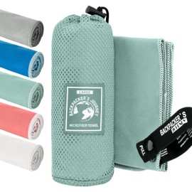 Backpacker's Journey Microfibre Towels in S, M, L, XL, Travel Towel Sets, Lightweight, Quick-Drying, Absorbent and Anti-Bacterial (Turquoise XL and L)