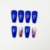 24Pcs 4th of July Press on Nails Medium Square Fake