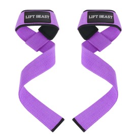 Lift Beast Professional Lifting Straps for Weightlifting, 24-inch Cotton Gym Straps with Neoprene Cushioned Wrist Padding Purple