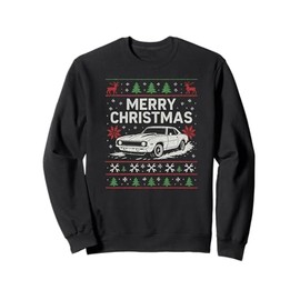 White Muscle Car Merry Christmas Ugly Sweater Sweatshirt