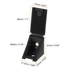 uxcell 10Pcs 90 Degree Plastic Corner Braces with Cover Cap, 17.2x21x21mm Nylon Shelf Right Angle Brackets with Screws for Cabinets, Cupboards (Black)