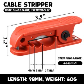 Lanties 2 Pcs LCP-240 Wire Stripper with 10 Blades Cutter Cable Stripper for AWG 12 to 4/0 Cables Wire Stripping Tool