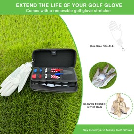 Golf Glove Holder with Removable Golf Glove Shaper Water-Resistant Protective Hard Shell golf bag holder for Phone,Tees, Ball Markers,Repair Tools,Golf Accessories Golf Gifts for Men (Black)