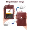 Teskyer Brown ID Card Holder with Strap Zipper PU Leather