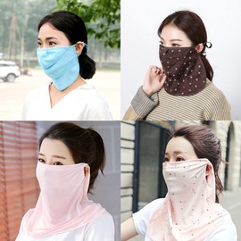 UV Protection Face and Neck Mask for Outdoor Sports (Golf, Hiking, Cycling, Fishing) - 4 Types 02. All-Season Mask Brown 6ea