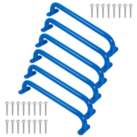 Purife 17 Inch 6 Pieces Blue Metal Safety Handles for Outdoor Playground - Playset Accessories Handles, Swing Sets Attachment Grab Bars, Kids Hand Grips Monkey Bar for Indoor Play Structure