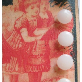 Set of 6~ Vintage 3/8" Demi White milk Glass Doll Buttons~new/ol
