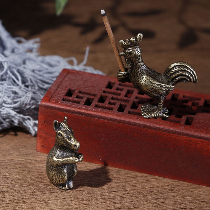 12Pcs Incense Holder Retro Zodiac Household Alloy Home Decoration for