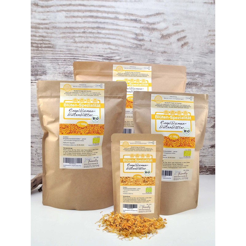 direct&friendly Organic marigold flowers without calyx marigold petals marigold tea