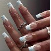 Ocean Gradient French Tips Press on Nails Long Coffin Summer