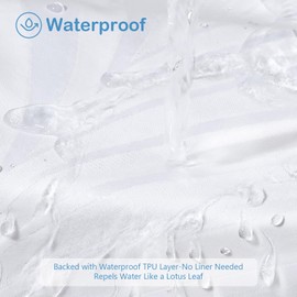 FY&XZH Boho Shower Curtain with 12 Stainless Steel Hooks, Soft Fabric with Tufted Leaf and Striped Texture, Waterproof, Weighted Hem, Shower Curtains for Bathroom, 72x72 Inches, White