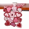 YINFUNG Valentines Table Runner Embroidered Heart Red Hot Pink 13x54IN