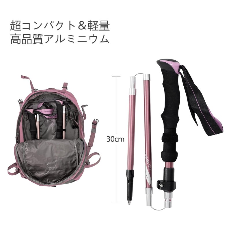 BISINNA Trekking Poles, Foldable, Lightweight, Climbing Stocks, Set of 2,