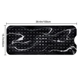 LNOND Marble Bath Tub Mat Non Slip, Extra Long 40 X 16 Inch Anti Slip Mat for Bathtub, Blue Luxury Marble Shower Mat with Drain Holes and Suction Cups, Machine Washable