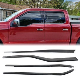 4PCS Window Molding Trim Strip Compatible with Ford F150 Supercrew 2025 2024 2023 2022 2021 Door Window Frame Cover Trim (Glossy Carbon Fiber)