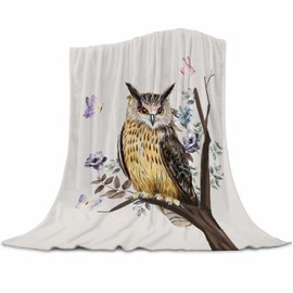 Gaakvrr Owl Blanket, Soft Warm Fuzzy Fleece Plush Blanket Smooth Cozy Flannel Throw Blanket, Owl Throw Blanket for Couch Sofa Bed 130x150cm(50x60 Inch)