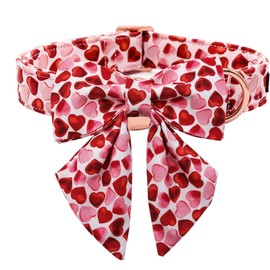 M MACA BATES Valentine Day Love You Sweet Heart Dog Collar with Sailor Bow Tie for Dogs - Red, Size 10-16 inches, Small to Large Dogs, Soft Adjustable Breakaway Collar - Valentine's Gift