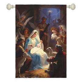 Dacawin Nativity Garden Flags Religious Christma Yard Flag Winter Catholic Jesus House Banners for Holy Night Outside Double Sided Home Yard Farm Xmas Decor Outdoor 28 x 40 Inch