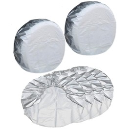 S.fields.inc Tire Wheel Cover Car Set of 4 Tire Covers for Car Wash, Sunshade, Snow, Freeze, Dirt, Anti-Aging (Silver)
